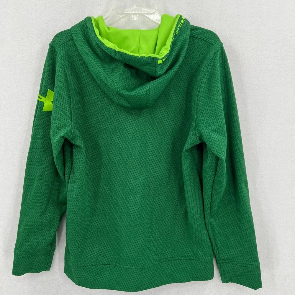 Under Armour Fleece Hoodie Size Small Green Loose Fit Geometric Full Zip Hooded‎